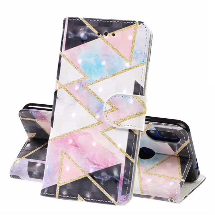 Light Spot Decor Pattern Printing Leather Wallet Stand Case for Xiaomi Redmi Note 7 / Redmi Note 7 Pro (India) / Redmi Note 7S - Geometric Figure-1