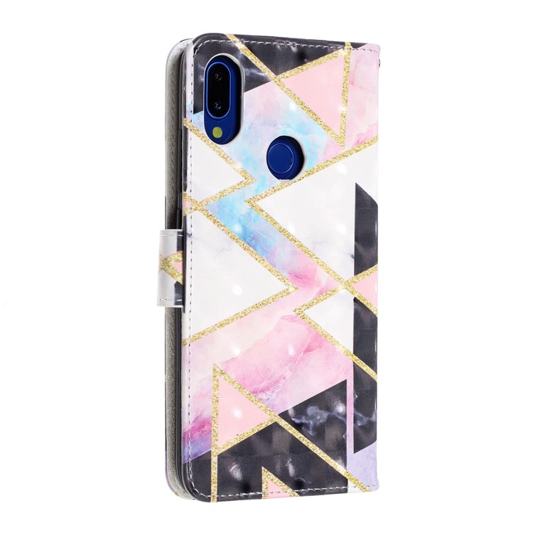Light Spot Decor Pattern Printing Leather Wallet Stand Case for Xiaomi Redmi Note 7 / Redmi Note 7 Pro (India) / Redmi Note 7S - Geometric Figure-4