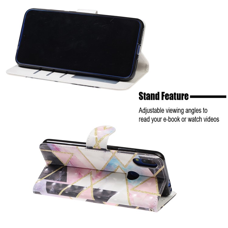 Light Spot Decor Pattern Printing Leather Wallet Stand Case for Xiaomi Redmi Note 7 / Redmi Note 7 Pro (India) / Redmi Note 7S - Geometric Figure-7