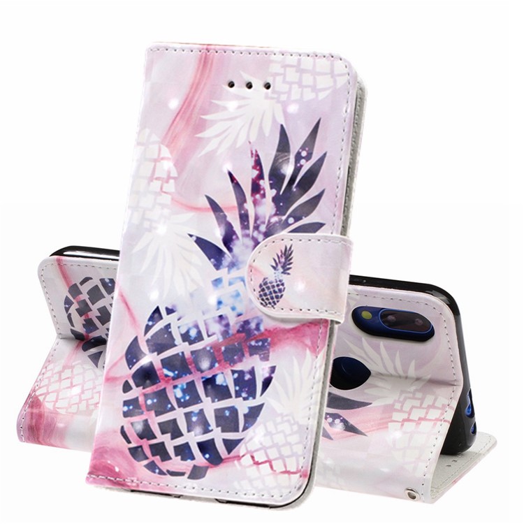 Light Spot Decor Pattern Printing Leather Wallet Stand Case for Xiaomi Redmi Note 7 / Redmi Note 7 Pro (India) / Redmi Note 7S - Pineapple-1