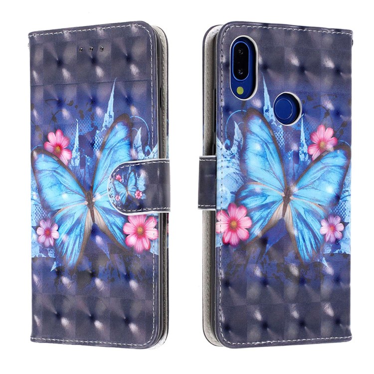 Light Spot Decor Pattern Printing Leather Wallet Stand Case for Xiaomi Redmi Note 7 / Redmi Note 7 Pro (India) / Redmi Note 7S - Butterfly and Flower-2