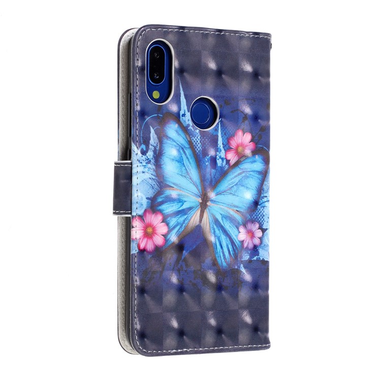 Light Spot Decor Pattern Printing Leather Wallet Stand Case for Xiaomi Redmi Note 7 / Redmi Note 7 Pro (India) / Redmi Note 7S - Butterfly and Flower-4