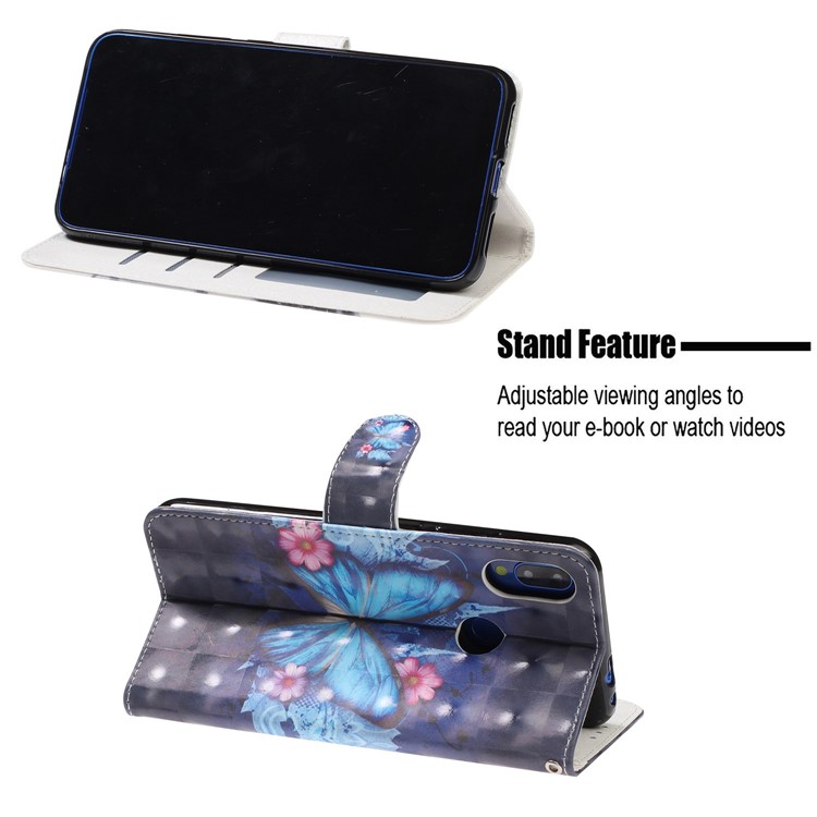 Light Spot Decor Pattern Printing Leather Wallet Stand Case for Xiaomi Redmi Note 7 / Redmi Note 7 Pro (India) / Redmi Note 7S - Butterfly and Flower-7