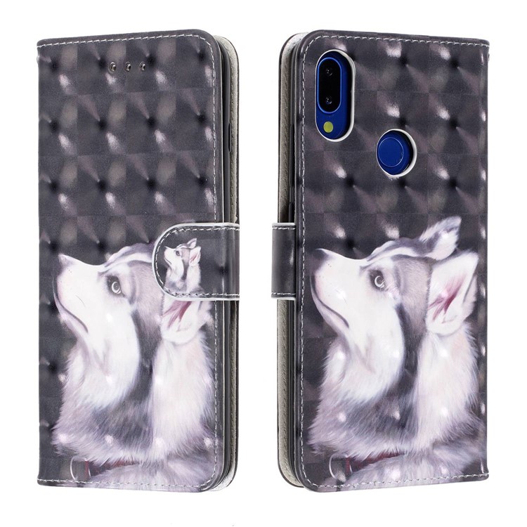 Light Spot Decor Pattern Printing Leather Wallet Stand Case for Xiaomi Redmi Note 7 / Redmi Note 7 Pro (India) / Redmi Note 7S - Fox-2