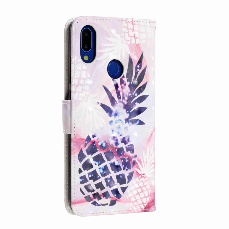 Light Spot Decor Pattern Printing Leather Wallet Stand Case for Xiaomi Redmi 7 / Redmi Y3 - Pineapple-4