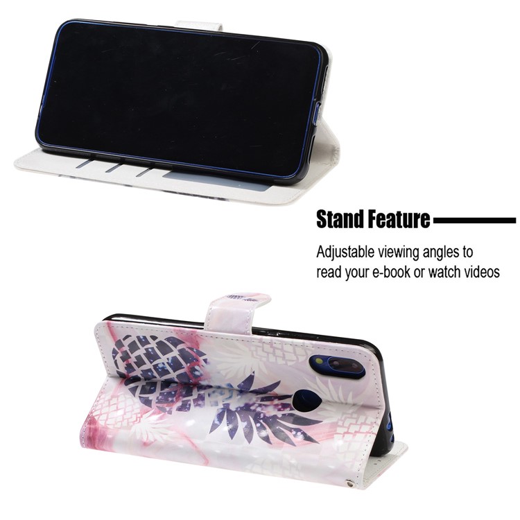 Light Spot Decor Pattern Printing Leather Wallet Stand Case for Xiaomi Redmi 7 / Redmi Y3 - Pineapple-7