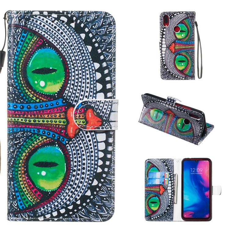 Pattern Printing Leather Wallet Stand Phone Cover for Xiaomi Redmi Note 7 / Note 7 Pro (India) / Note 7S - Style D-1