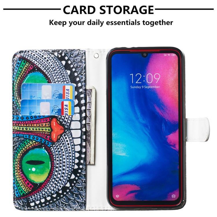 Pattern Printing Leather Wallet Stand Phone Cover for Xiaomi Redmi Note 7 / Note 7 Pro (India) / Note 7S - Style D-3