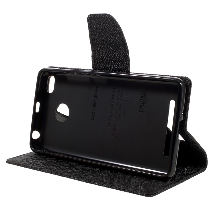 MERCURY GOOSPERY Fancy Diary Leather Wallet Phone Case for Xiaomi Redmi 3s - Black-4
