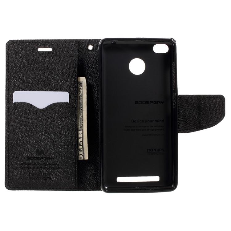 MERCURY GOOSPERY Fancy Diary Leather Wallet Phone Case for Xiaomi Redmi 3s - Black-6
