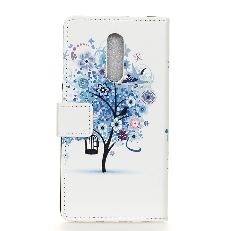 Pattern Printing Wallet Stand PU Leather Phone Shell for Xiaomi Redmi K20 / Mi 9T / K20 Pro / Mi 9T Pro - Blue Tree with Bird Cage-2