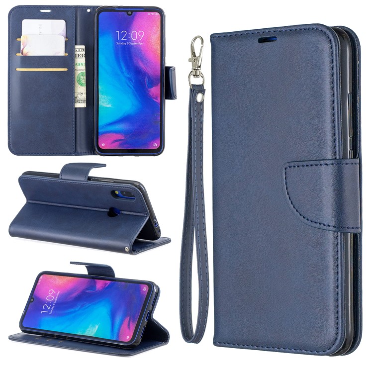 PU Leather Phone Cover for Xiaomi Redmi Note 7 / Note 7 Pro (India) / Note 7S - Blue-1