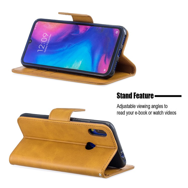 PU Leather Phone Cover for Xiaomi Redmi Note 7 / Note 7 Pro (India) / Note 7S - Light Brown-5