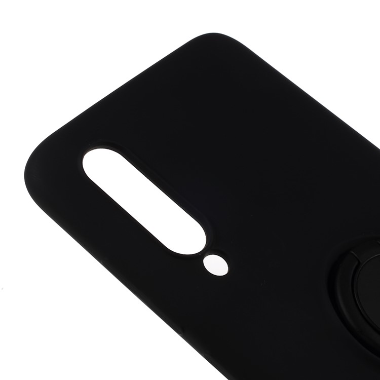 All-wrapped Liquid Silicone Kickstand Phone Case with Finger Ring for Xiaomi Mi 9 SE - Black-4