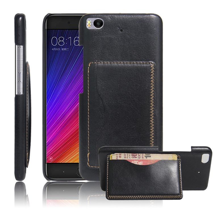 For Xiaomi Mi 5s Vintage Leather Coated Hard Case Phone Accessory - Black-1