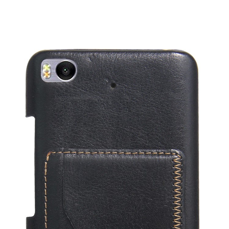 For Xiaomi Mi 5s Vintage Leather Coated Hard Case Phone Accessory - Black-3