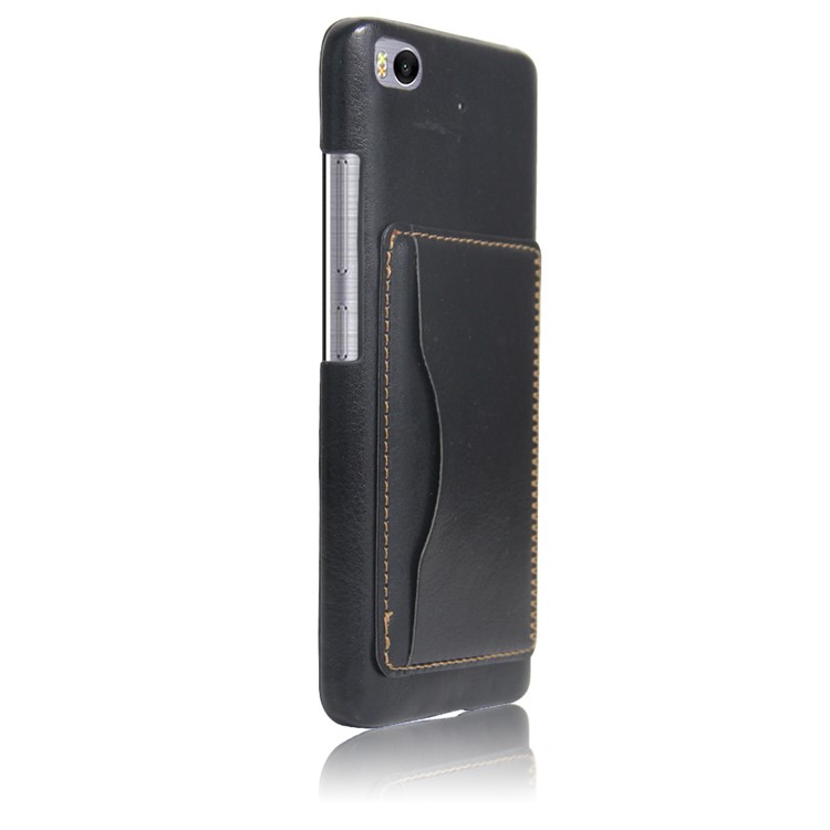 For Xiaomi Mi 5s Vintage Leather Coated Hard Case Phone Accessory - Black-4