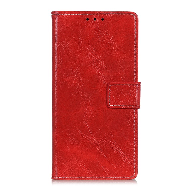 Crazy Horse Vintage Leather Wallet Stand Casing for Xiaomi Redmi 7A - Red-2