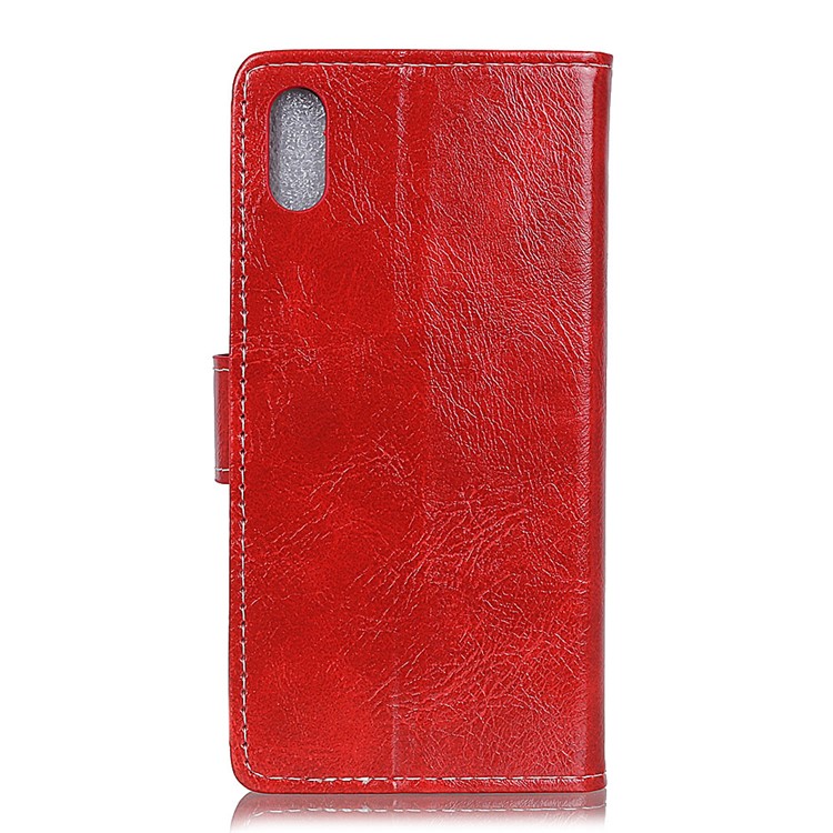 Crazy Horse Vintage Leather Wallet Stand Casing for Xiaomi Redmi 7A - Red-3