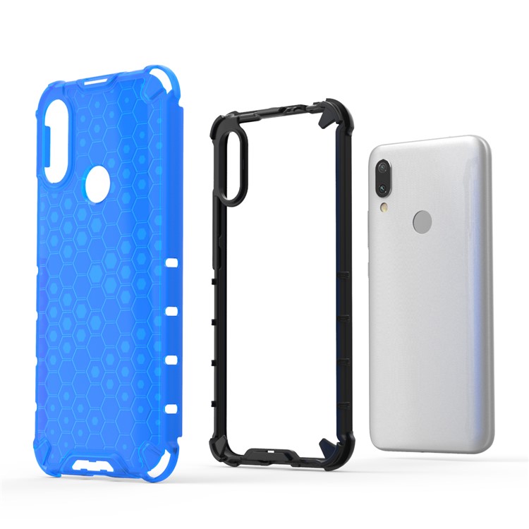 Honeycomb Shock Absorber TPU + PC Phone Case Cover for Xiaomi Redmi 7 - Blue-2