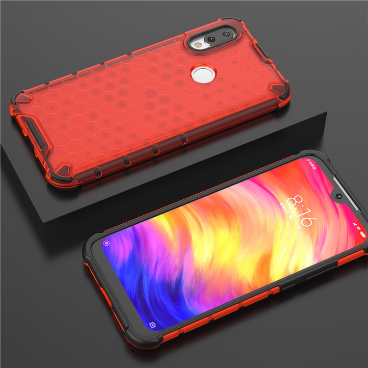 Honeycomb Shock Absorber TPU + PC Phone Case Cover for Xiaomi Redmi 7 - Red-3