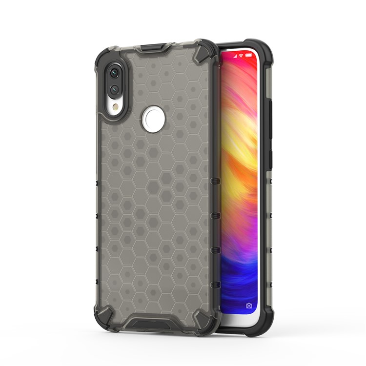 Honeycomb Pattern Shock-proof TPU + PC Hybrid Phone Case for Xiaomi Redmi Note 7 / Note 7 Pro (India) / Note 7S - Black-1