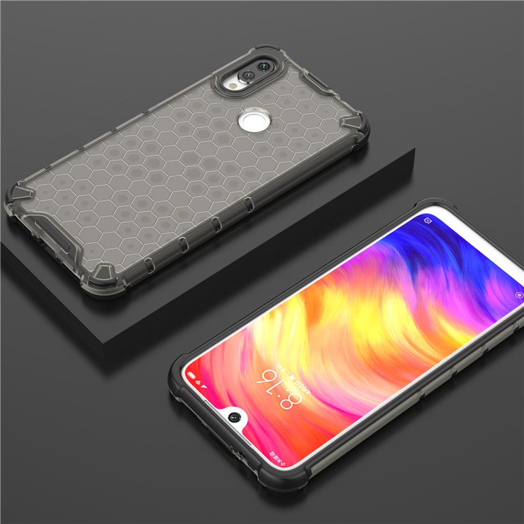 Honeycomb Pattern Shock-proof TPU + PC Hybrid Phone Case for Xiaomi Redmi Note 7 / Note 7 Pro (India) / Note 7S - Black-2
