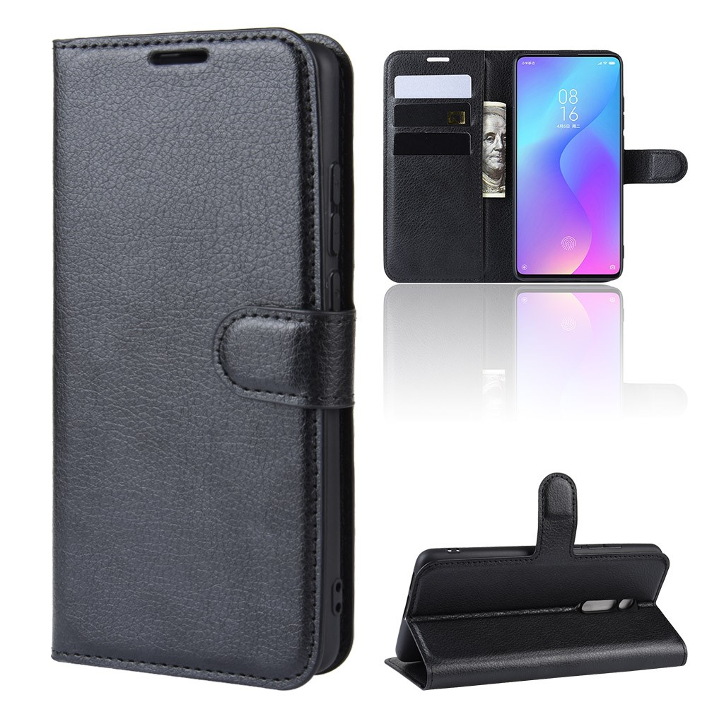 Litchi Skin Leather Phone Cover for Redmi K20 / K20 Pro / Mi 9T / Mi 9T Pro - Black-7