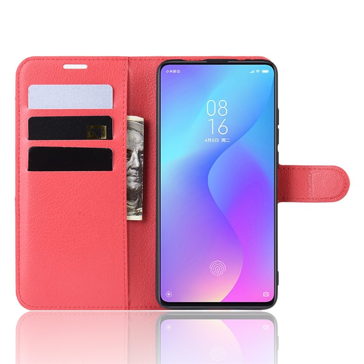 Litchi Skin Leather Phone Cover for Redmi K20 / K20 Pro / Mi 9T / Mi 9T Pro - Red-4