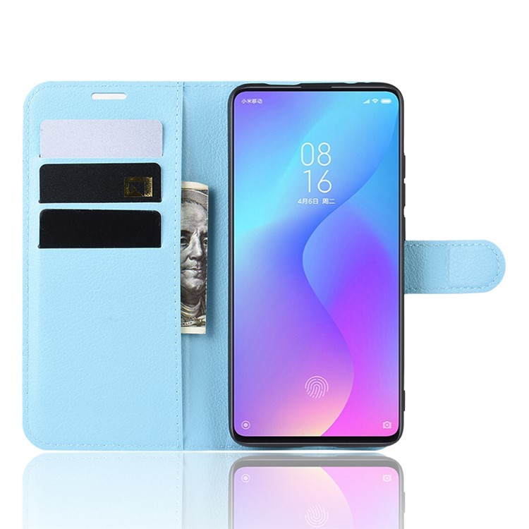 Litchi Skin Leather Phone Cover for Redmi K20 / K20 Pro / Mi 9T / Mi 9T Pro - Blue-4