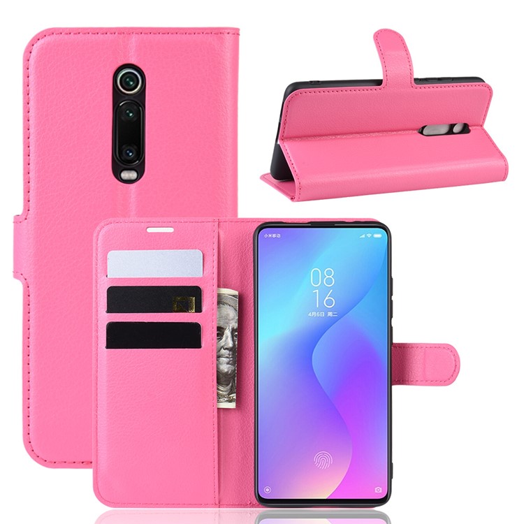 Litchi Skin Leather Phone Cover for Redmi K20 / K20 Pro / Mi 9T / Mi 9T Pro - Rose-1