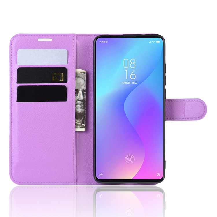 Litchi Skin Leather Phone Cover for Redmi K20 / K20 Pro / Mi 9T / Mi 9T Pro - Purple-4