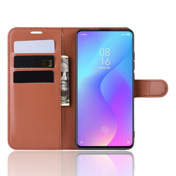 Litchi Skin Leather Phone Cover for Redmi K20 / K20 Pro / Mi 9T / Mi 9T Pro - Brown-4