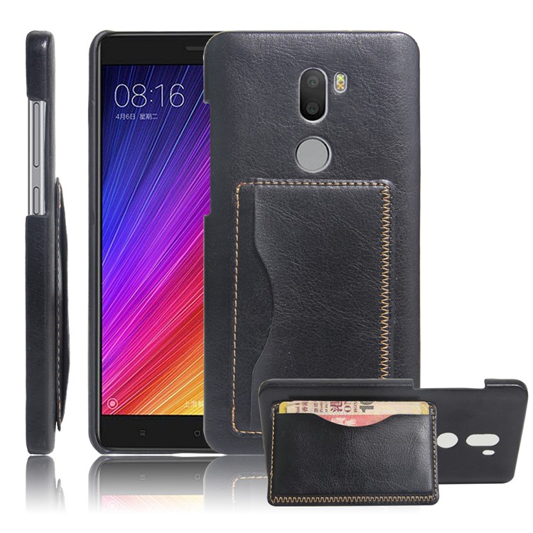 For Xiaomi Mi 5s Plus Card Slot Vintage Leather Coated Hard Case - Black-1