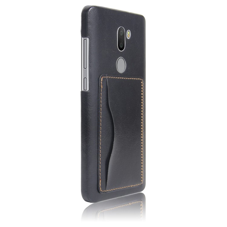 For Xiaomi Mi 5s Plus Card Slot Vintage Leather Coated Hard Case - Black-4