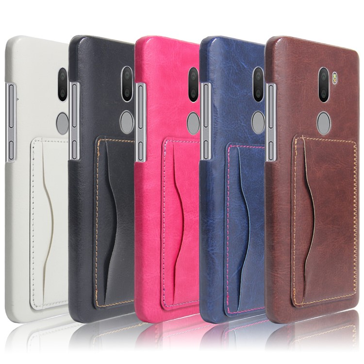 For Xiaomi Mi 5s Plus Card Slot Vintage Leather Coated Hard Case - Black-6