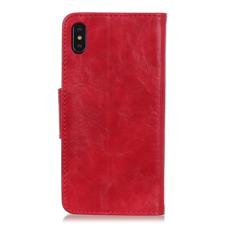 Crazy Horse Texture Magnetic Wallet PU Leather Phone Case for Xiaomi Redmi 7A - Red-3