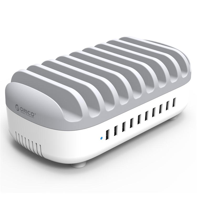 ORICO 120W / 2.4A 10-Port USB Universal Desktop USB Charging Station for iPhone Samsung Tablet (CE, RoHS, CCC) - White / US Plug-9