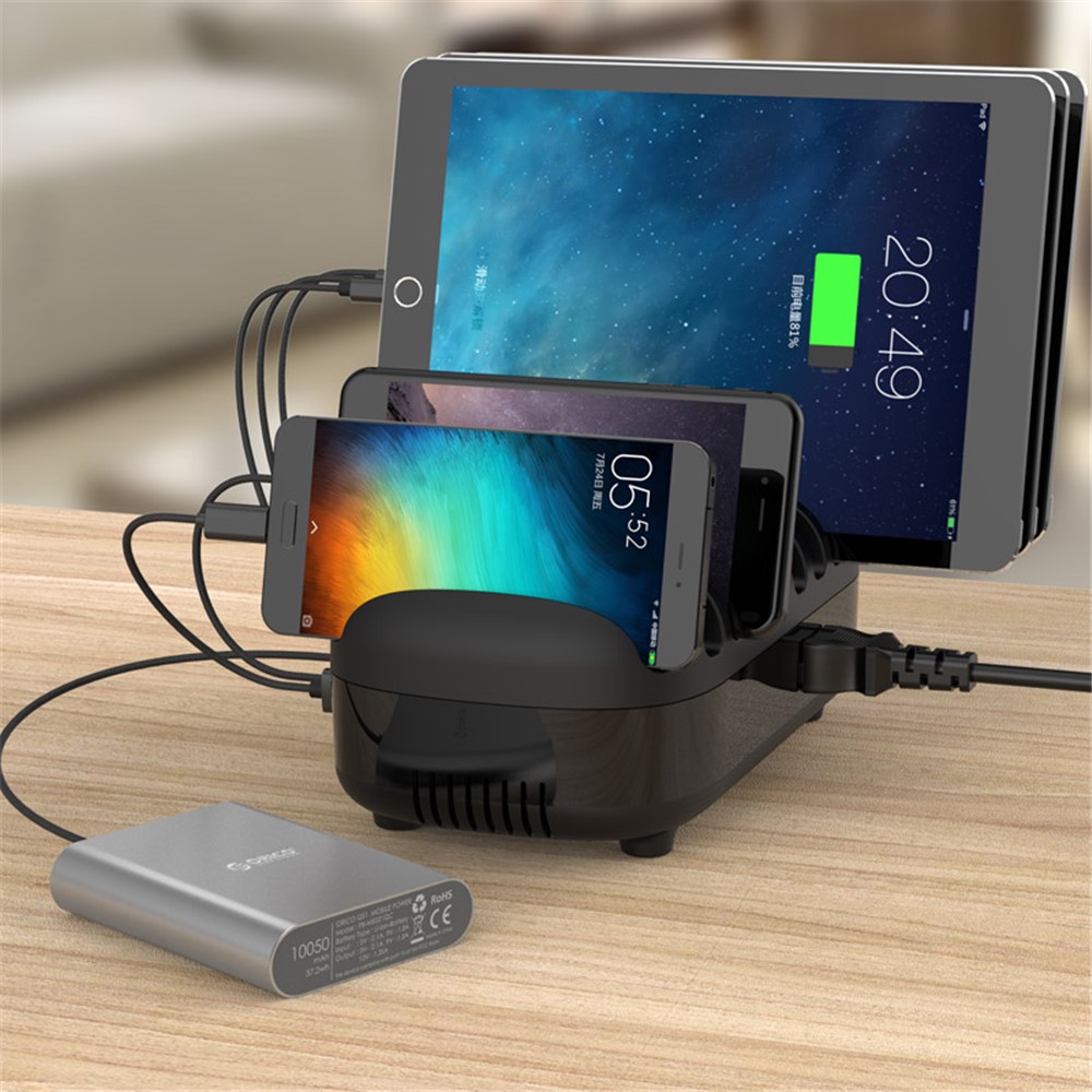 ORICO 10 Ports USB Charger Station Dock with Holder for iPhone Samsung Tablet (CE, RoHS, CCC) - Black / EU Plug-6