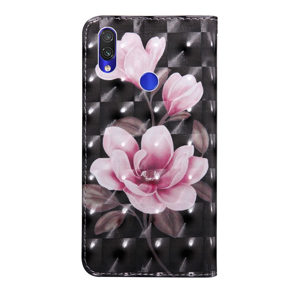 Light Spot Decor Leather Wallet Phone Case Cover for Xiaomi Redmi Note 7 / Note 7S / Note 7 Pro (India) - Pink Flowers-3