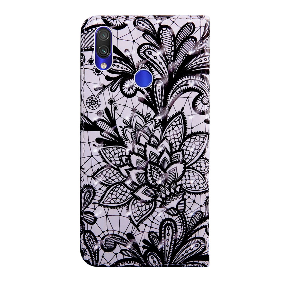 Light Spot Decor Leather Wallet Phone Case Cover for Xiaomi Redmi Note 7 / Note 7S / Note 7 Pro (India) - Lace Flower-3