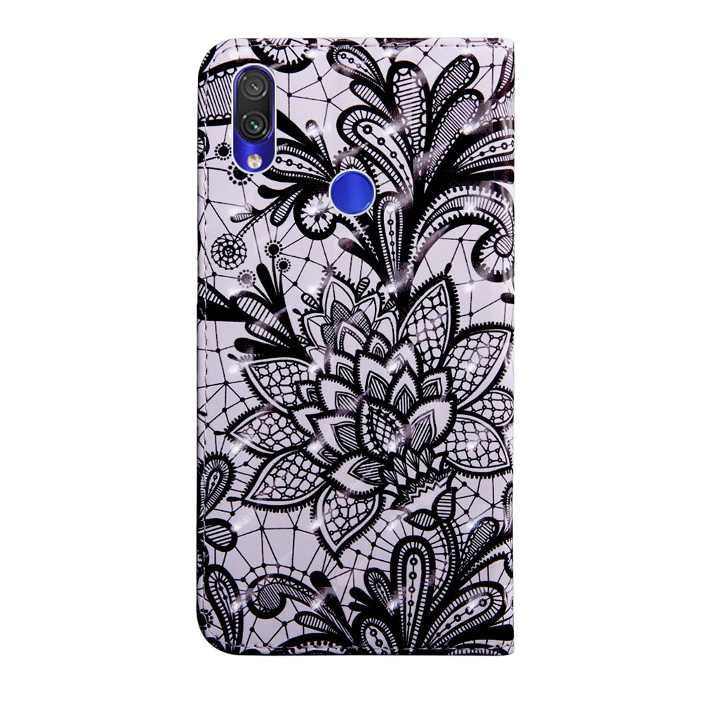 Couverture de Couverture de Boîtier de Porte-téléphone en Cuir de Décoration en Cuir Pour Xiaomi Redmi Note 7 / Note 7s / Note 7 Pro (inde) - Fleur de Dentelle-3