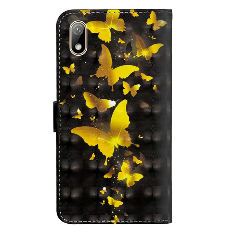 Pattern Printing Light Spot Decor Leather Wallet Phone Cover for Redmi 7A - Gold Butterfly-3