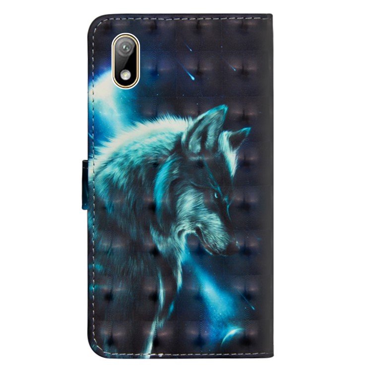 Pattern Printing Light Spot Decor Leather Wallet Phone Cover for Redmi 7A - Wolf-3