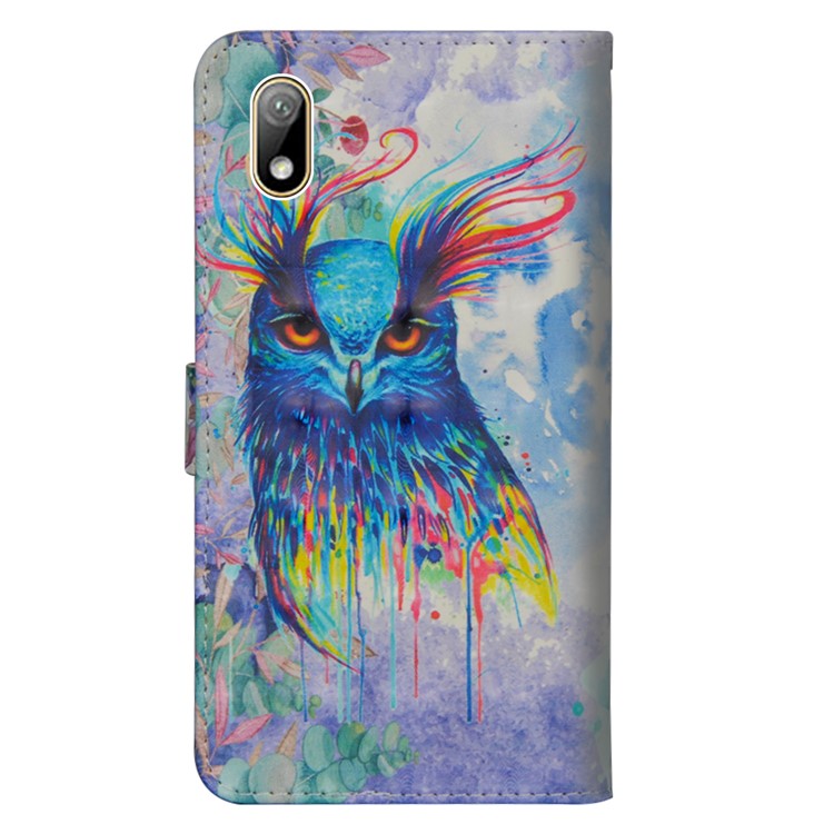 Pattern Printing Light Spot Decor Leather Wallet Phone Cover for Redmi 7A - Colorful Owl-3