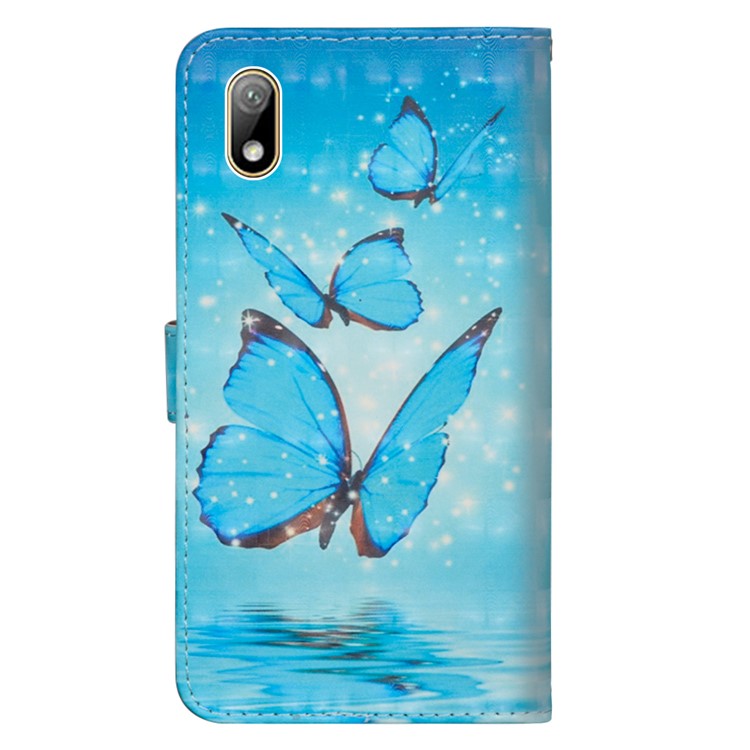 Pattern Printing Light Spot Decor Leather Wallet Phone Cover for Redmi 7A - Blue Butterfly-3