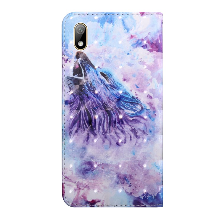 Light Spot Decor Patterned Leather Wallet Phone Case Cover for Xiaomi Redmi 7A - Howling Wolf-3