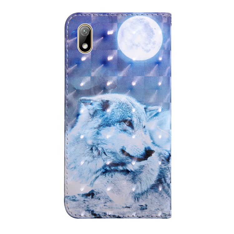 Light Spot Decor Patterned Leather Wallet Phone Case Cover for Xiaomi Redmi 7A - White Wolf-3