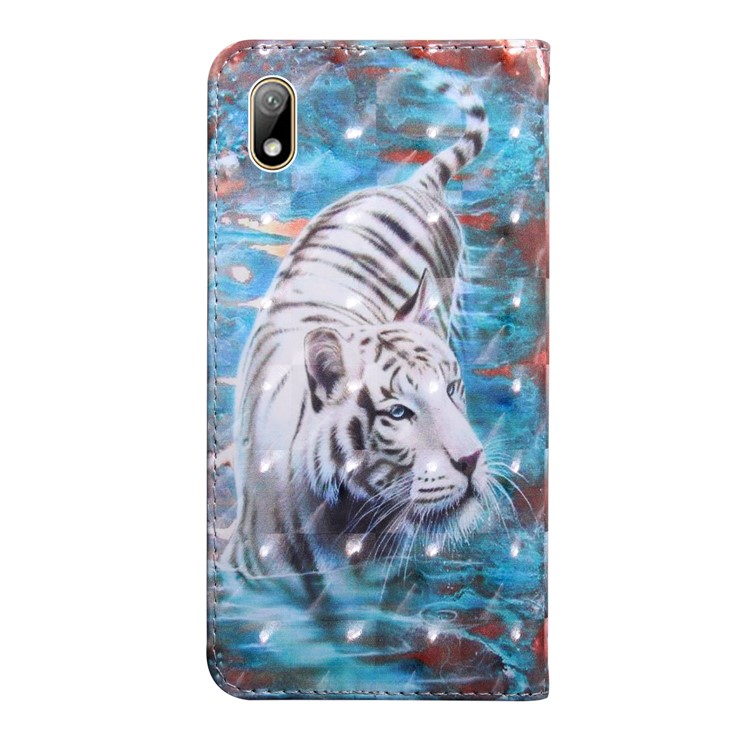 Light Spot Decor Patterned Leather Wallet Phone Case Cover for Xiaomi Redmi 7A - Tiger-3