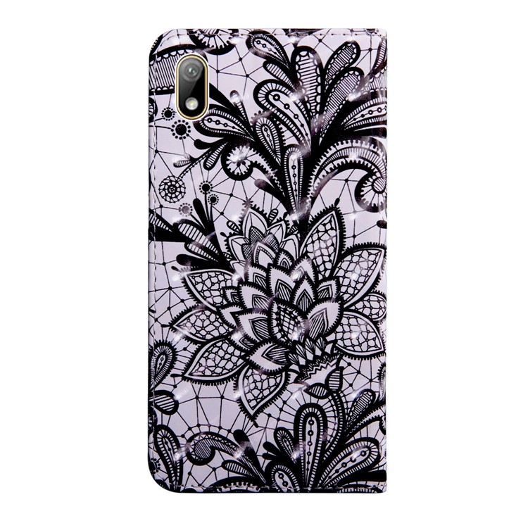 Light Spot Decor Patterned Leather Wallet Phone Case Cover for Xiaomi Redmi 7A - Lace Flower-3